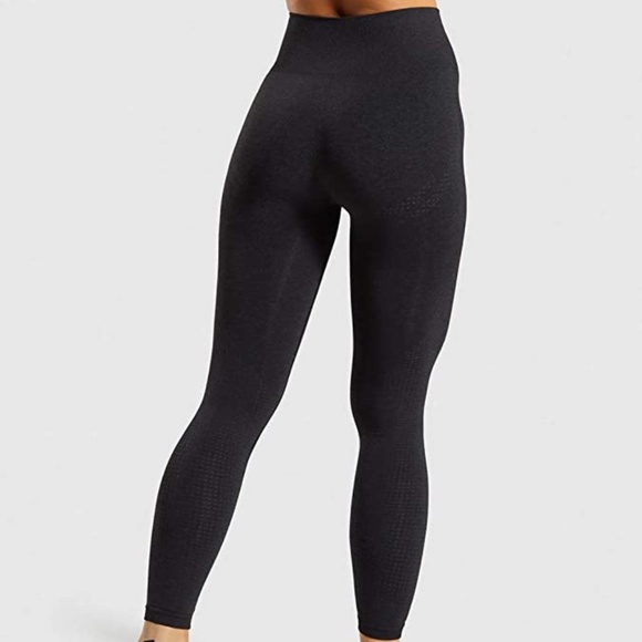 2 Black & Grey Seamless Leggings - High Waisted Workout Yoga Gym Leggings - Picture 5 of 6